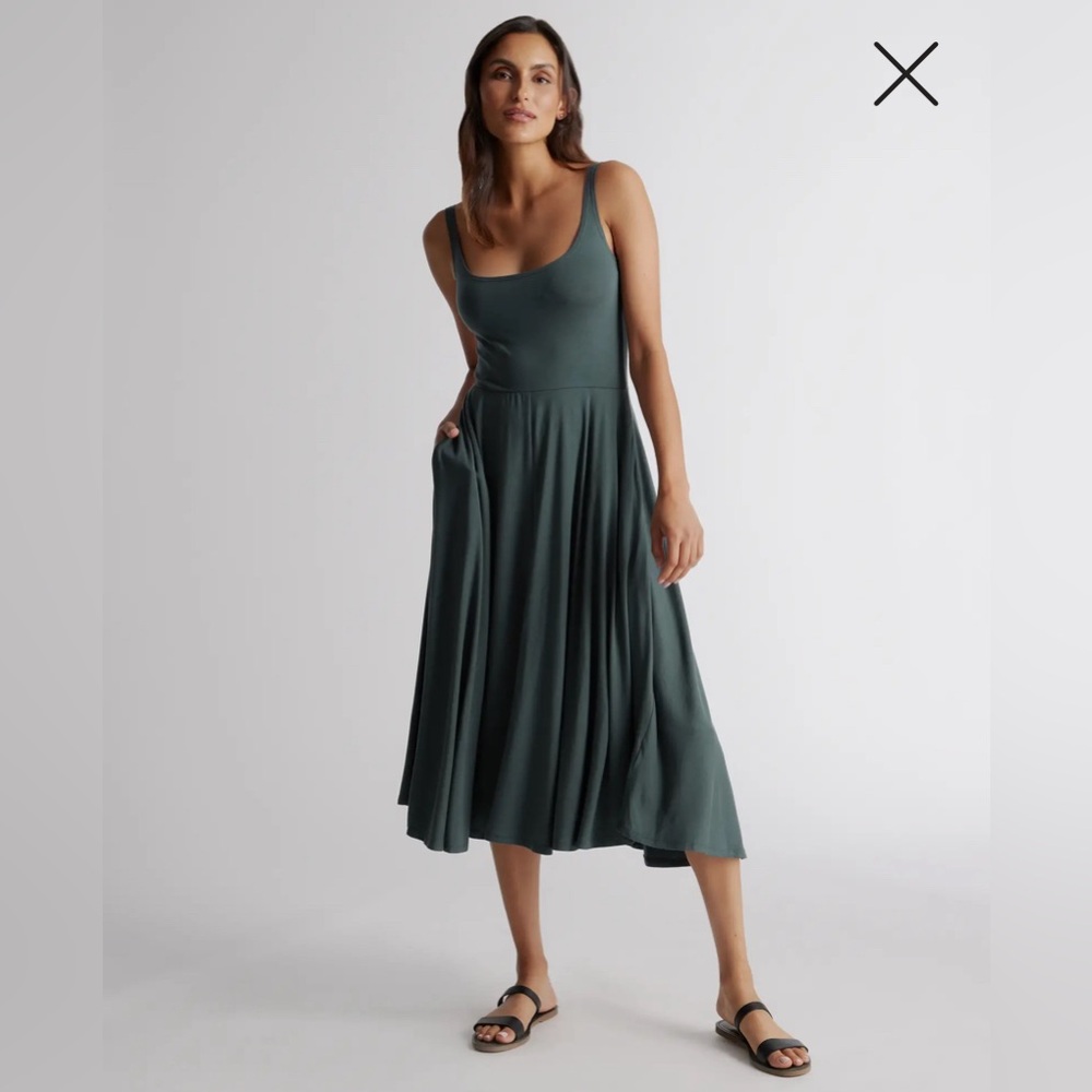 Quince Women's Midi Dress in Forest Green